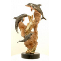 Family Copper Fill Dolphin Sculpture (TAN) 18" H